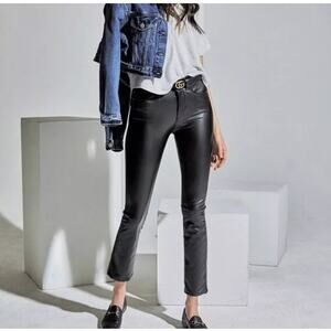 McGuire Gainsburg Cropped Bootcut Vegan Leather Pants Black Size 27